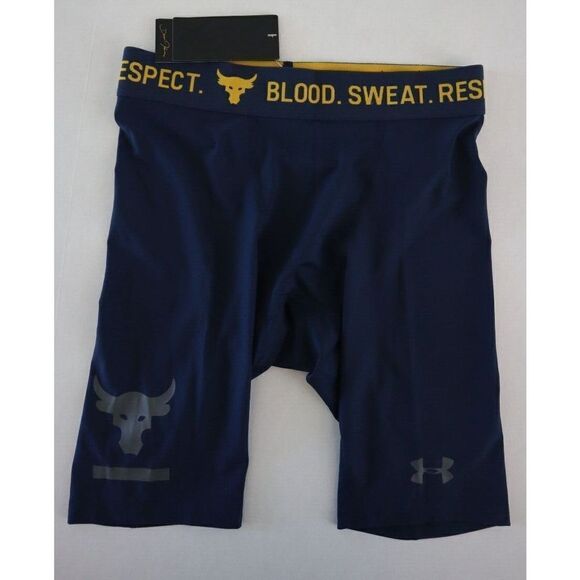 Under Armour 1353900 408 Mens Sz M Blue Project Rock HeatGear Compression Shorts - Picture 1 of 7
